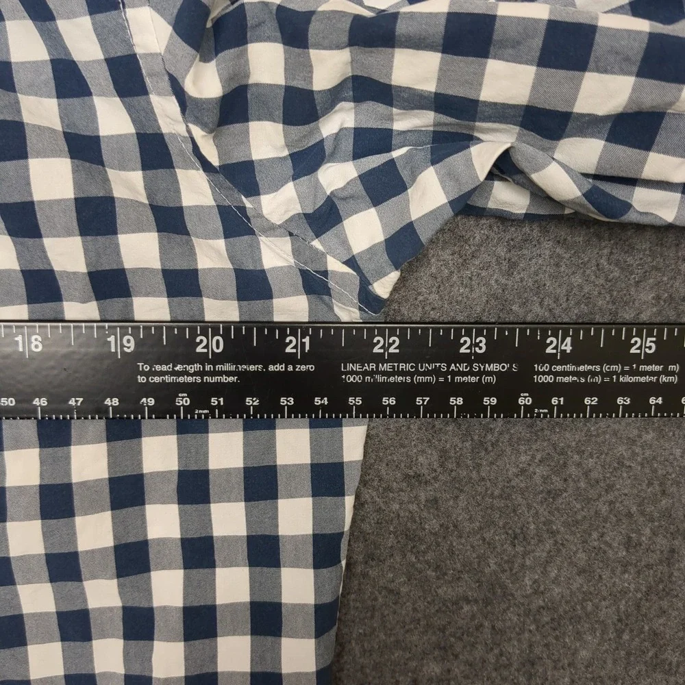 J Crew Slim Fit Gingham Check Button Down Shirt Mens Large Blue White Cotton‎